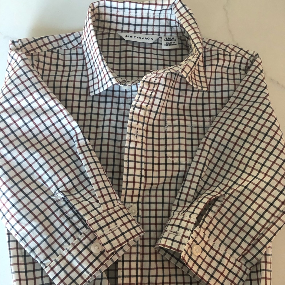 Janie and Jack baby and button down shirt: 6-12 months